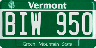 VT license plate BIW950
