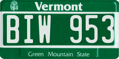 VT license plate BIW953
