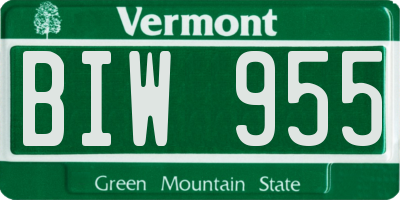 VT license plate BIW955