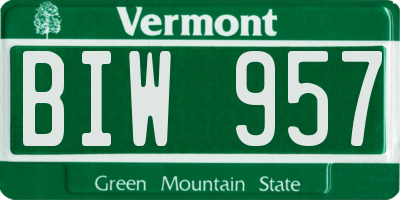 VT license plate BIW957