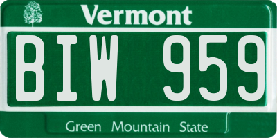 VT license plate BIW959
