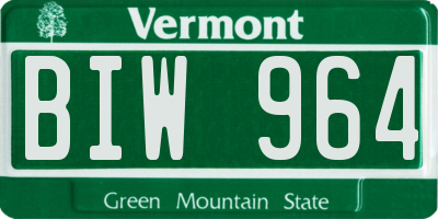 VT license plate BIW964