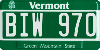 VT license plate BIW970