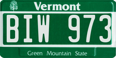 VT license plate BIW973