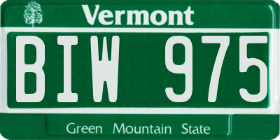 VT license plate BIW975