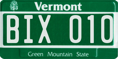 VT license plate BIX010