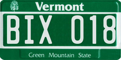 VT license plate BIX018