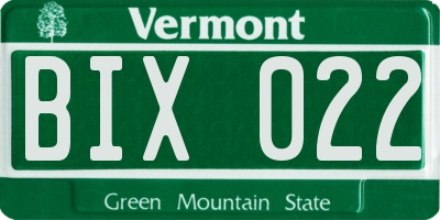 VT license plate BIX022