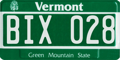VT license plate BIX028