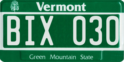 VT license plate BIX030