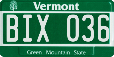 VT license plate BIX036