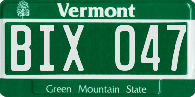 VT license plate BIX047