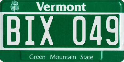 VT license plate BIX049