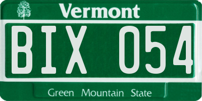 VT license plate BIX054