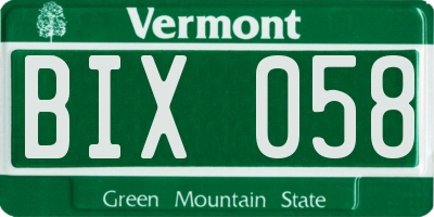 VT license plate BIX058