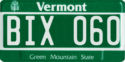 VT license plate BIX060