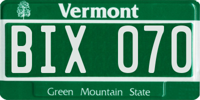 VT license plate BIX070