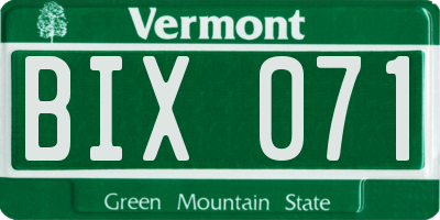 VT license plate BIX071