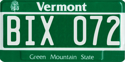 VT license plate BIX072