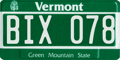 VT license plate BIX078