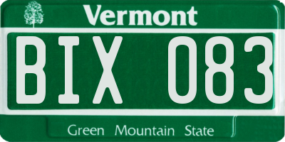 VT license plate BIX083