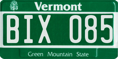 VT license plate BIX085