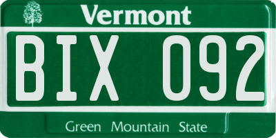 VT license plate BIX092