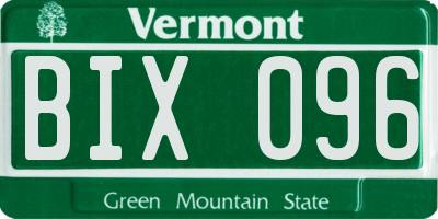 VT license plate BIX096