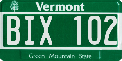 VT license plate BIX102