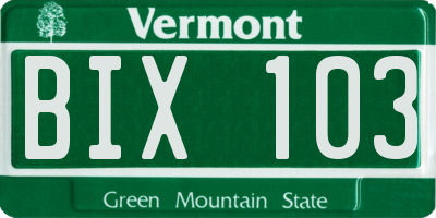 VT license plate BIX103