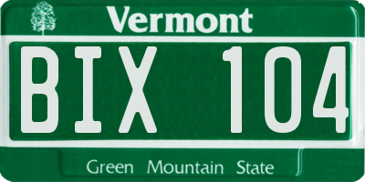 VT license plate BIX104