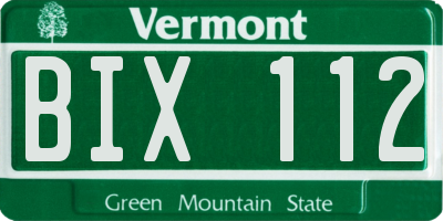 VT license plate BIX112