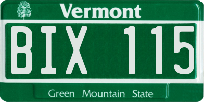 VT license plate BIX115