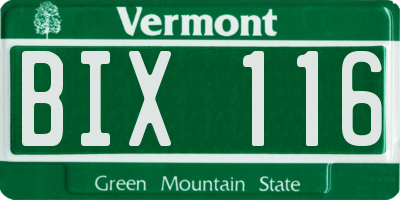 VT license plate BIX116
