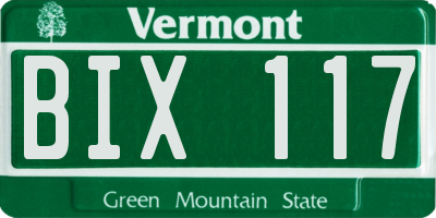VT license plate BIX117