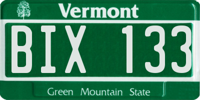 VT license plate BIX133