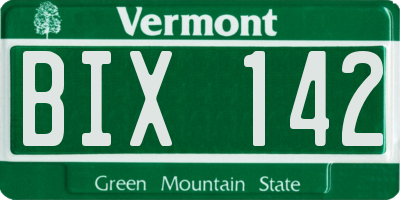 VT license plate BIX142