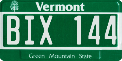 VT license plate BIX144