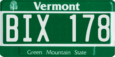VT license plate BIX178