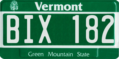 VT license plate BIX182