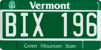 VT license plate BIX196