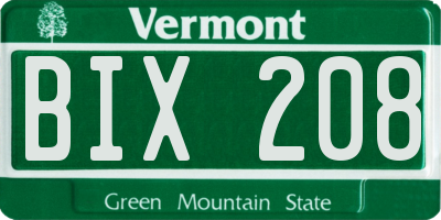 VT license plate BIX208