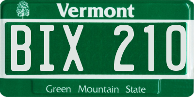 VT license plate BIX210