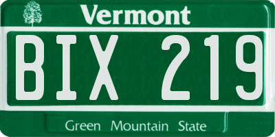 VT license plate BIX219