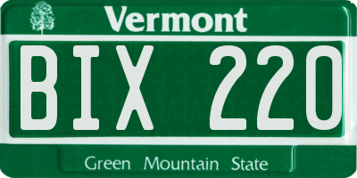 VT license plate BIX220