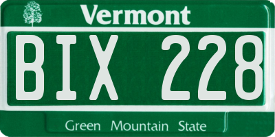 VT license plate BIX228