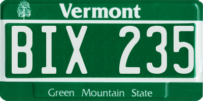 VT license plate BIX235