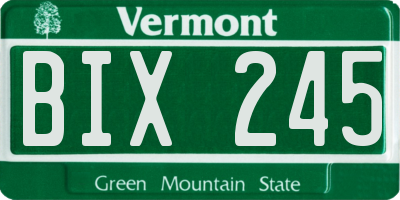 VT license plate BIX245