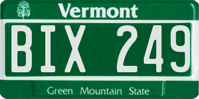 VT license plate BIX249