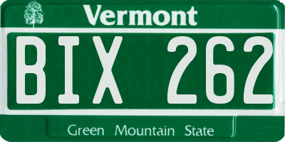 VT license plate BIX262
